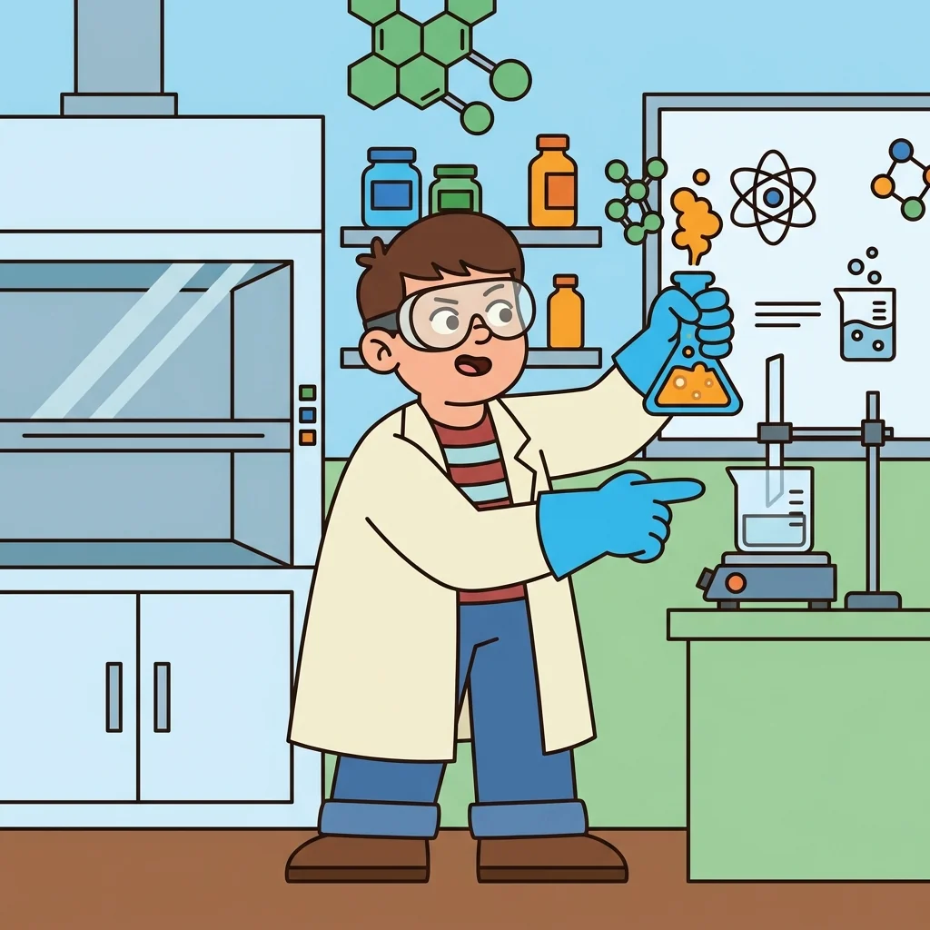 ChemQuest mascot demonstrating