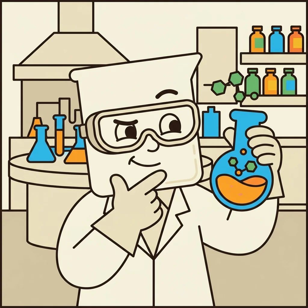 ChemQuest mascot thinking