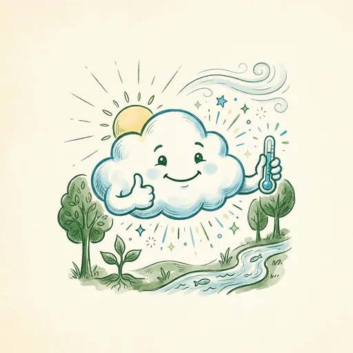 ClimateQuest mascot praising
