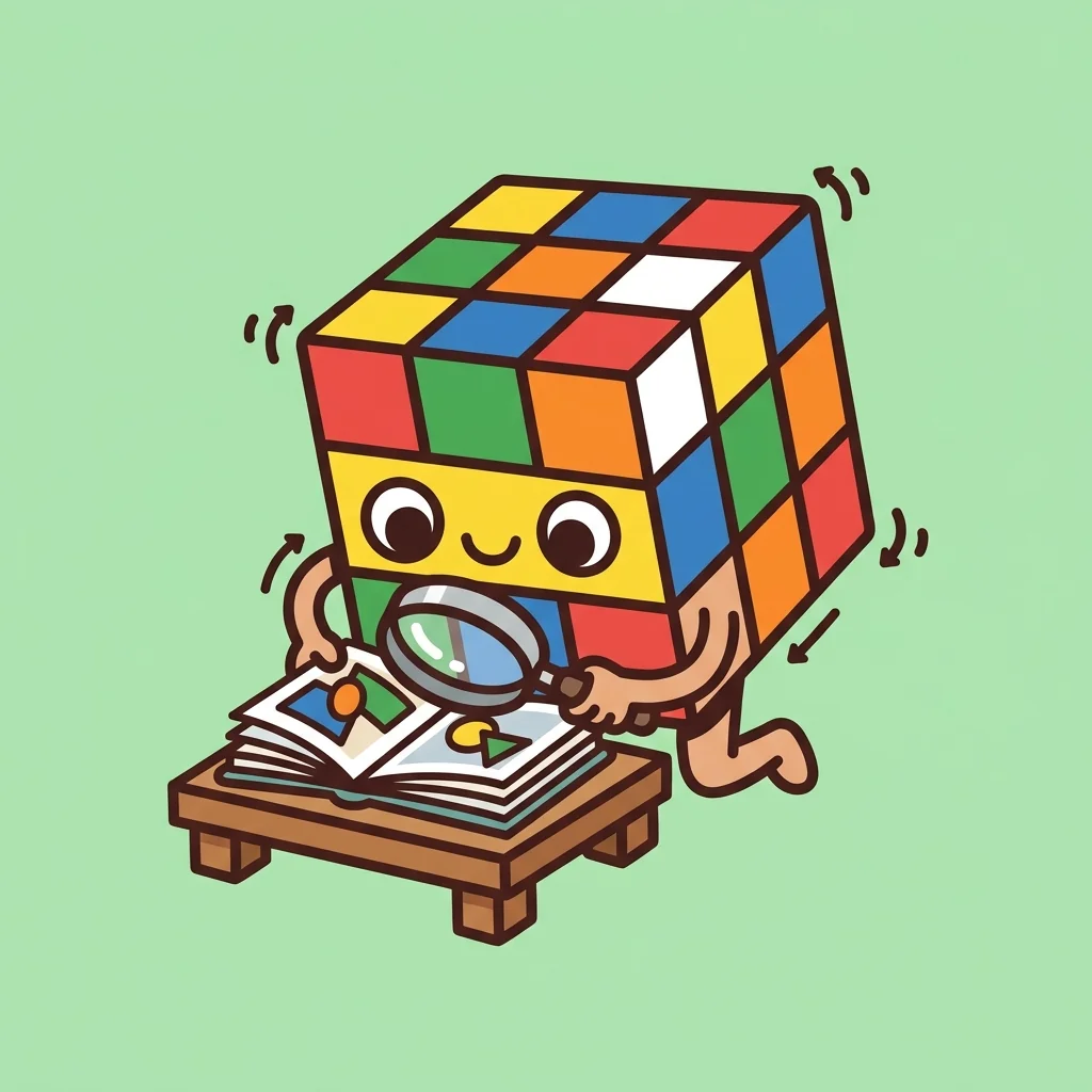 CubeSensei mascot working