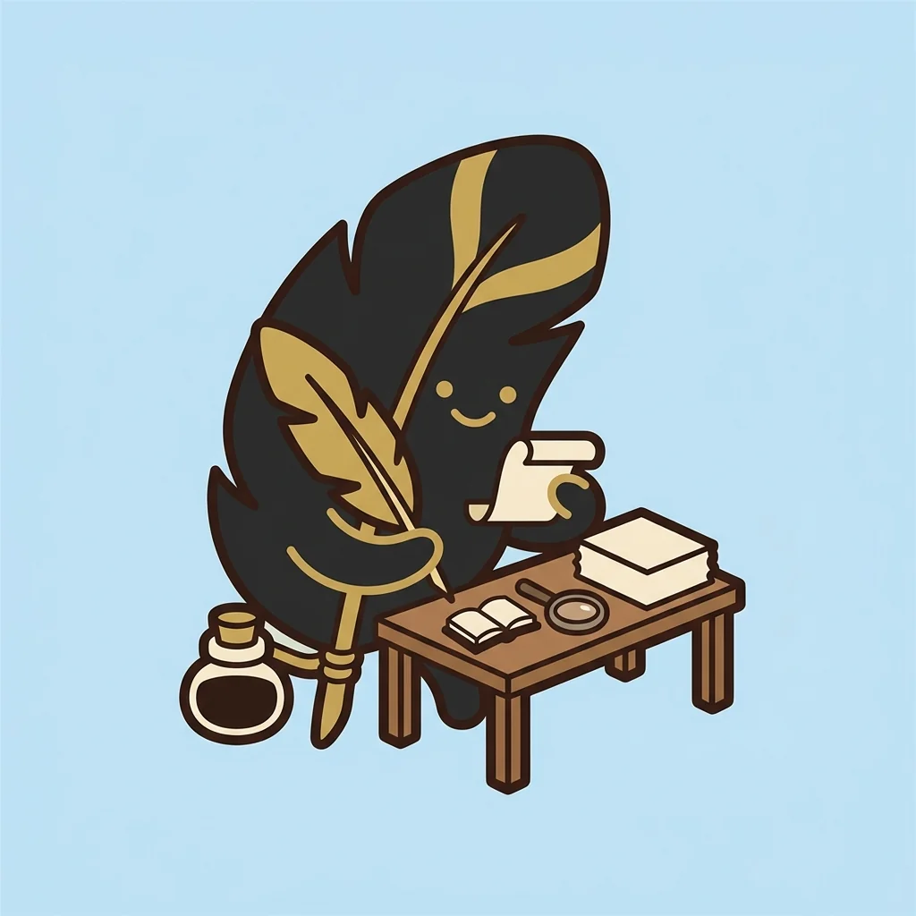 QuillSpell mascot working