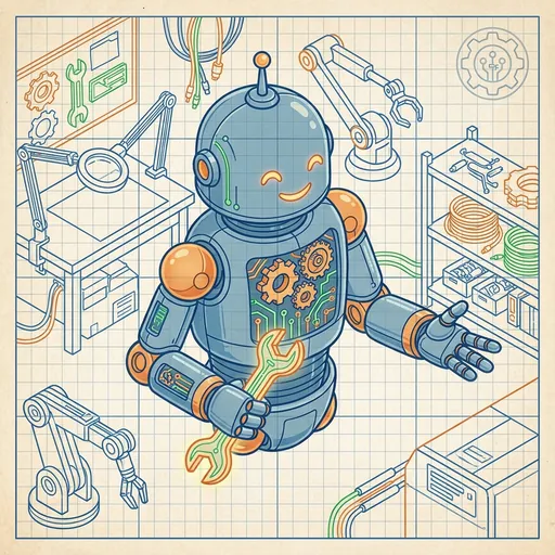 RoboForge mascot encouraging