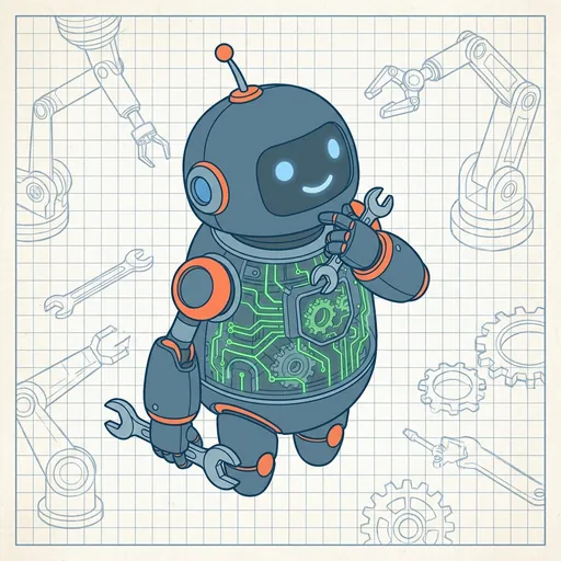 RoboForge mascot thinking