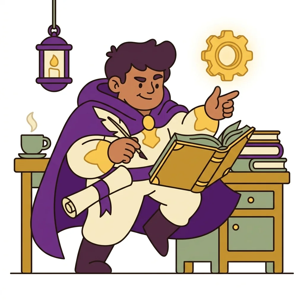 TaleForge mascot demonstrating