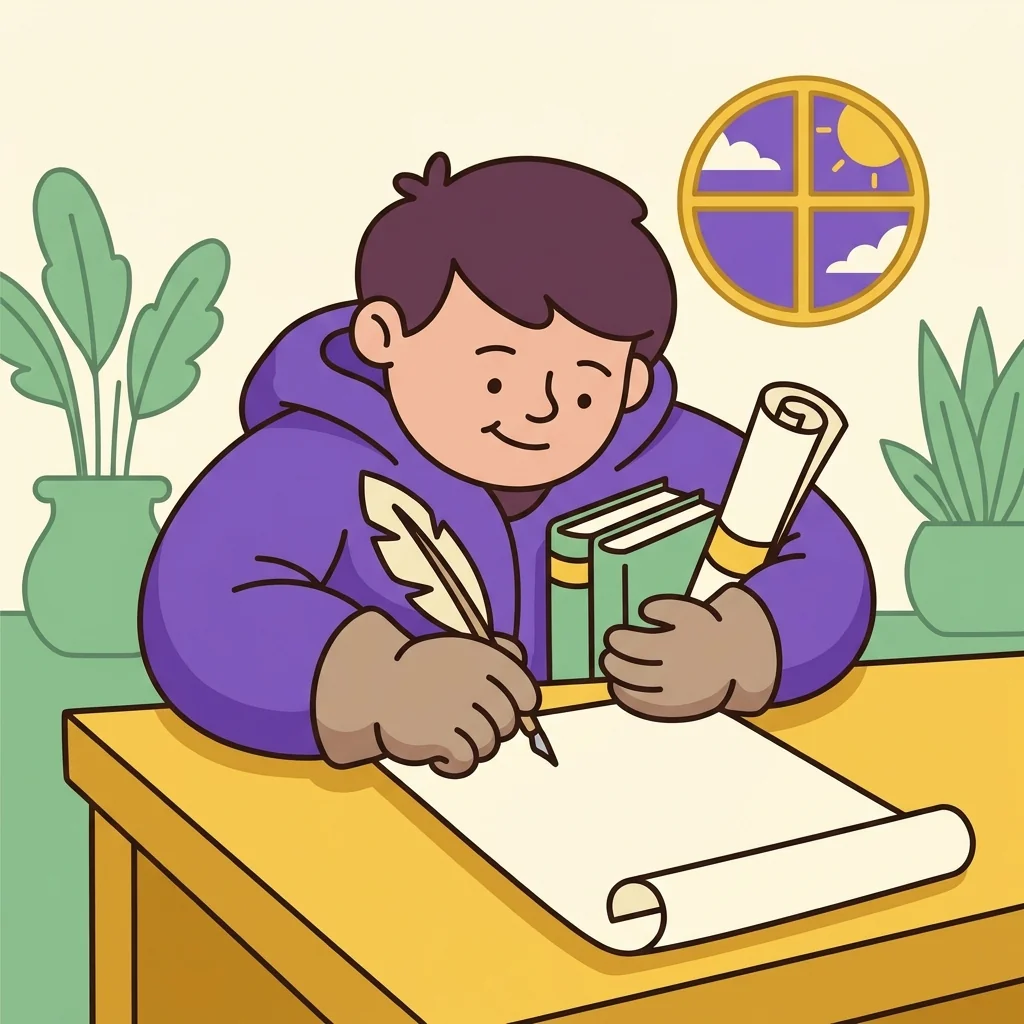 TaleForge mascot working