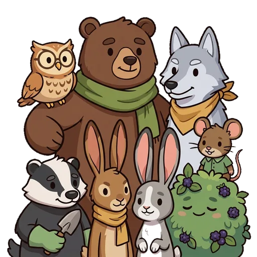 Mosswick, Ursa, Lupa, Puck, Burdock, Skipwell, Hopwell, and Briar portrait