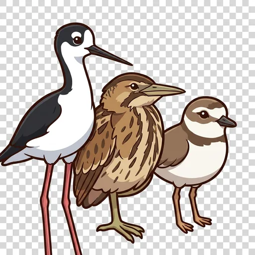 Stilt, Bittern, and Plover portrait