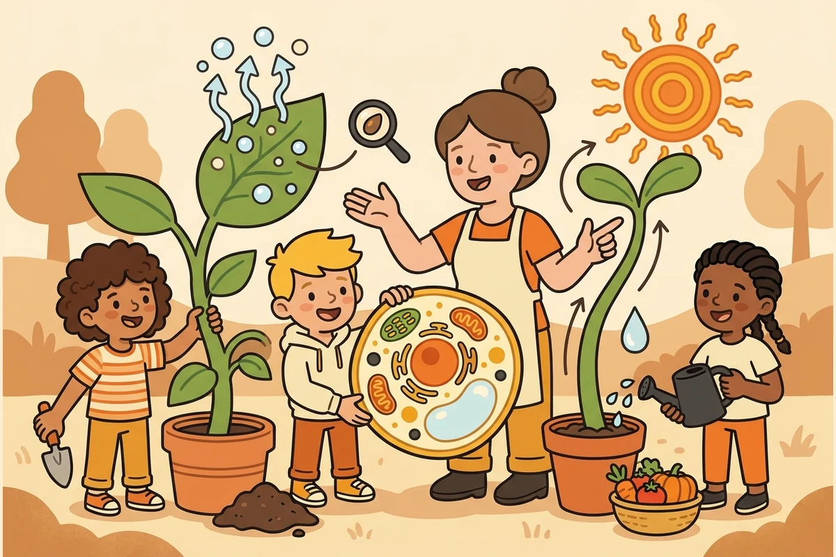 GrowForge — a sunny plant-science world of sprouts and cells