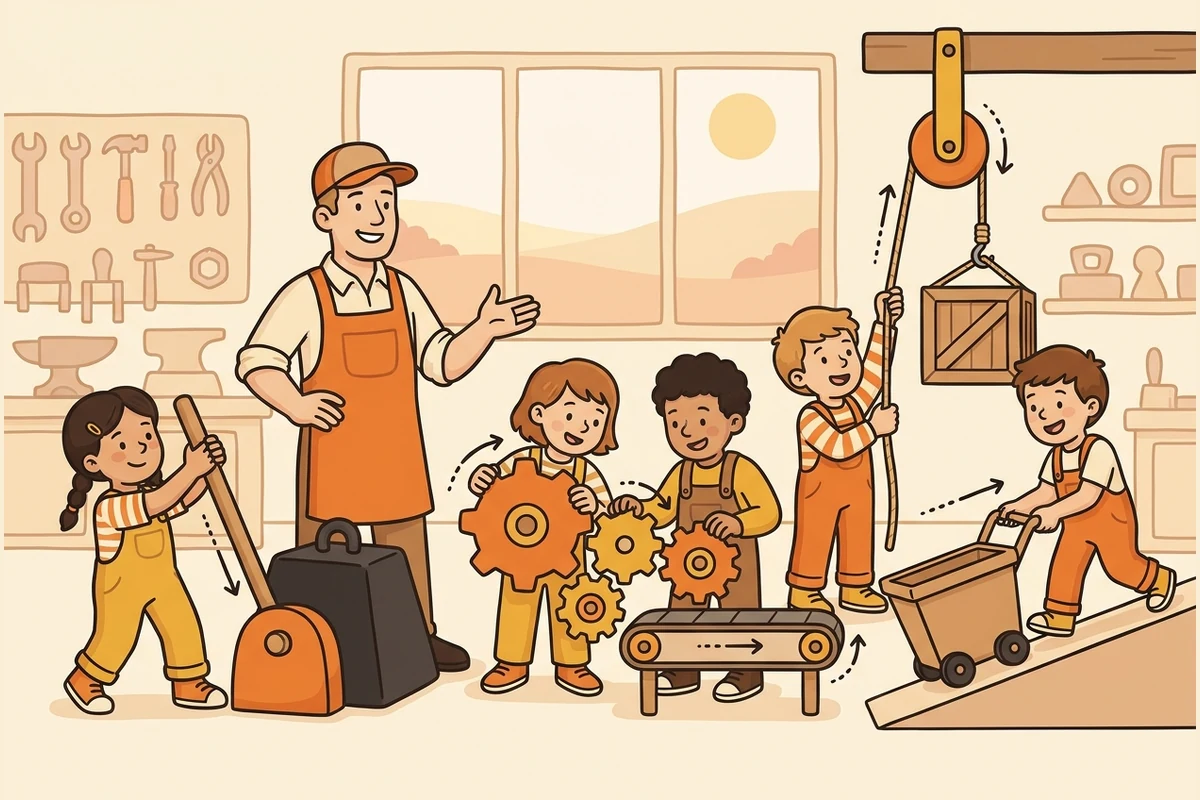 MachineForge — a workshop of levers, gears and pulleys